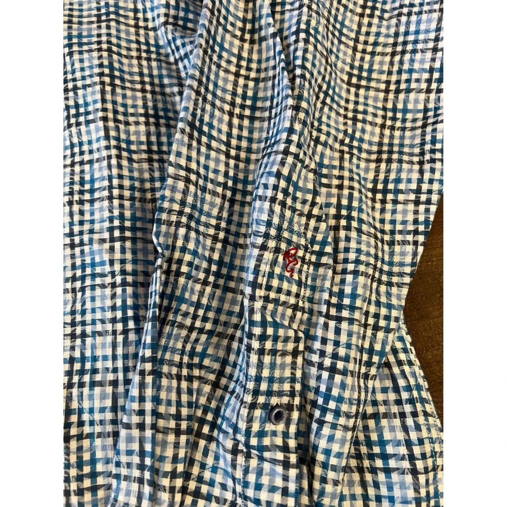 Robert Graham Mens Large Blue Plaid Paisley Jacquard Button Down Shirt L/S L - Picture 4 of 10